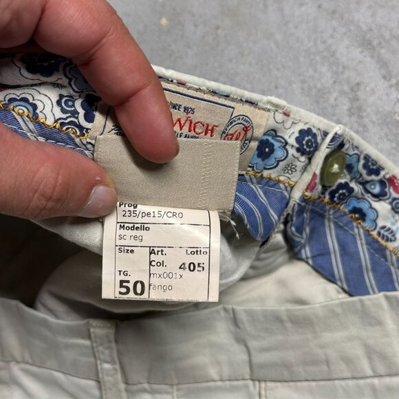 Berwich Chino Pants Soft Cotton Trousers Made in Italy Stretch Beige 34x29 - Picture 7 of 11